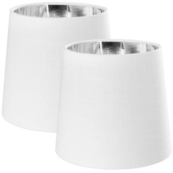 Navaris Lampenschirm 2x Lampenschirm Tischlampe E14 rund - 15,2cm - Weiß Silber, 2x Lampenschirm Tischlampe E14 rund - 15,2cm - Weiß Silber weiß