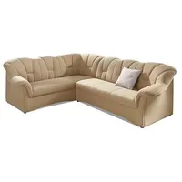 Ecksofa DOMO COLLECTION "Papenburg B/T/H: 242/190/84 cm L-Form", beige (natur), B:242cm H:84cm T:190cm, Struktur ( 90% Polyester, 10% Polyacryl);Microfaser PRIMABELLE (100% Polyester);Kunstleder SOFTLUX;Luxus-Microfaser (100% Polyester), Sofas, Ecksofa, wahlweise mit Bettfunktion, Langer Schenkel links oder rechts