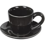 Broste Copenhagen Nordic Coal Espressotasse mit Untertasse aus Steingut in der Farbe Schwarz, Maße: 5,5cm x 5cm, 14533464