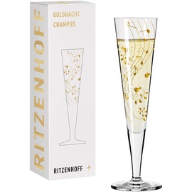 Ritzenhoff & Breker RITZENHOFF Champagnerglas – Serie Goldnacht Nr. 2 – Edles Designerstück mit Echt-Gold – Made in Germany