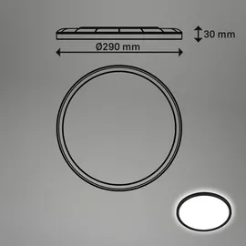 Briloner LED-Deckenleuchte Pulap, Schwarz - 29 cm, Kunststoff, IP44