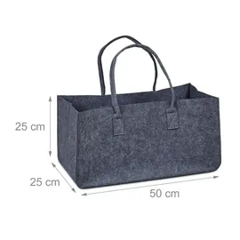 Relaxdays Kaminholztasche Filz 28 l 2er Set grau