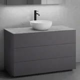 neoro n50 Unterschrank B: 120 cm mit 3 Auszügen, Waschtisch Ø 45 cm weiß matt, B: 120.5 BN0106WM+BN0454GR+BN0404C3