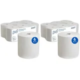Scott gerollte Papierhandtücher 6667 - Rollenhandtuch für Spender - 6 x 304 m Papierhandtuchrollen- Weiß, 1-lagig, besonders saugfähig und reißfest (Packung mit 2)
