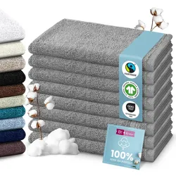 Set Handtücher Baumwolle Plain Design - Farbe: Grau, Größe: 50x100