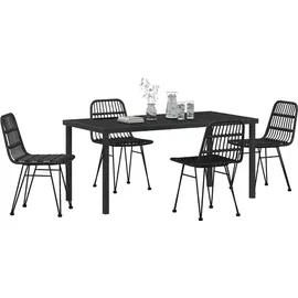 vidaXL Garten Essgruppe 5 pcs Schwarz Poly Rattan - Schwarz