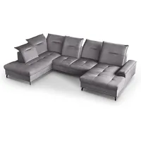 Beautysofa Polsterecke Bruno U, U-Form Polsterecke XXL, Sitztiefenverstellung, verstellbaren Kopfstützen rosa