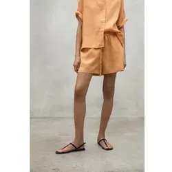 ECOALF für Damen. MCWGAPCYERAL0710S25-284 Kurze Hosen Yera orange (XS), Lässig, Leinen, Nachhaltig