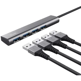 Trust Halyx-4-port 1+4 Port USB 3.1 Gen 1-Hub Dunkelgrau