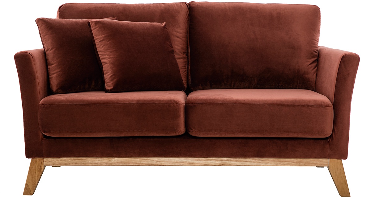 Skandinavisches Zweisitzer-Sofa mit abnehmbarem Bezug und bordeauxrotem Samt OSLO
