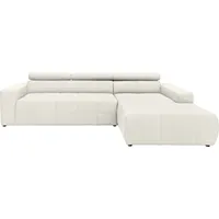 DOMO collection Ecksofa »Brandon große Ausführung B/T/H: 289/177/80 cm, auch in Leder und Cord«, mit Kopfteilverstellung, wahlweise Sitztiefenverstellung, L-Form weiß