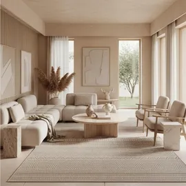 KADIMA DESIGN Küchenteppich, Ethno Robust Waschbar Strapazierfähig Terrasse Garten Beige, 140x200 cm, pflegeleicht, Teppiche – VENTOUX von Kadima Design