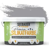 SEEBAUER diy Silikatfarbe Grau 5L für Innen (No. 227 Fossil Sense) Atmungsaktive Mineralfarbe für Allergiker - Abwaschbare Wandfarbe - Grautöne hohe Deckkraft