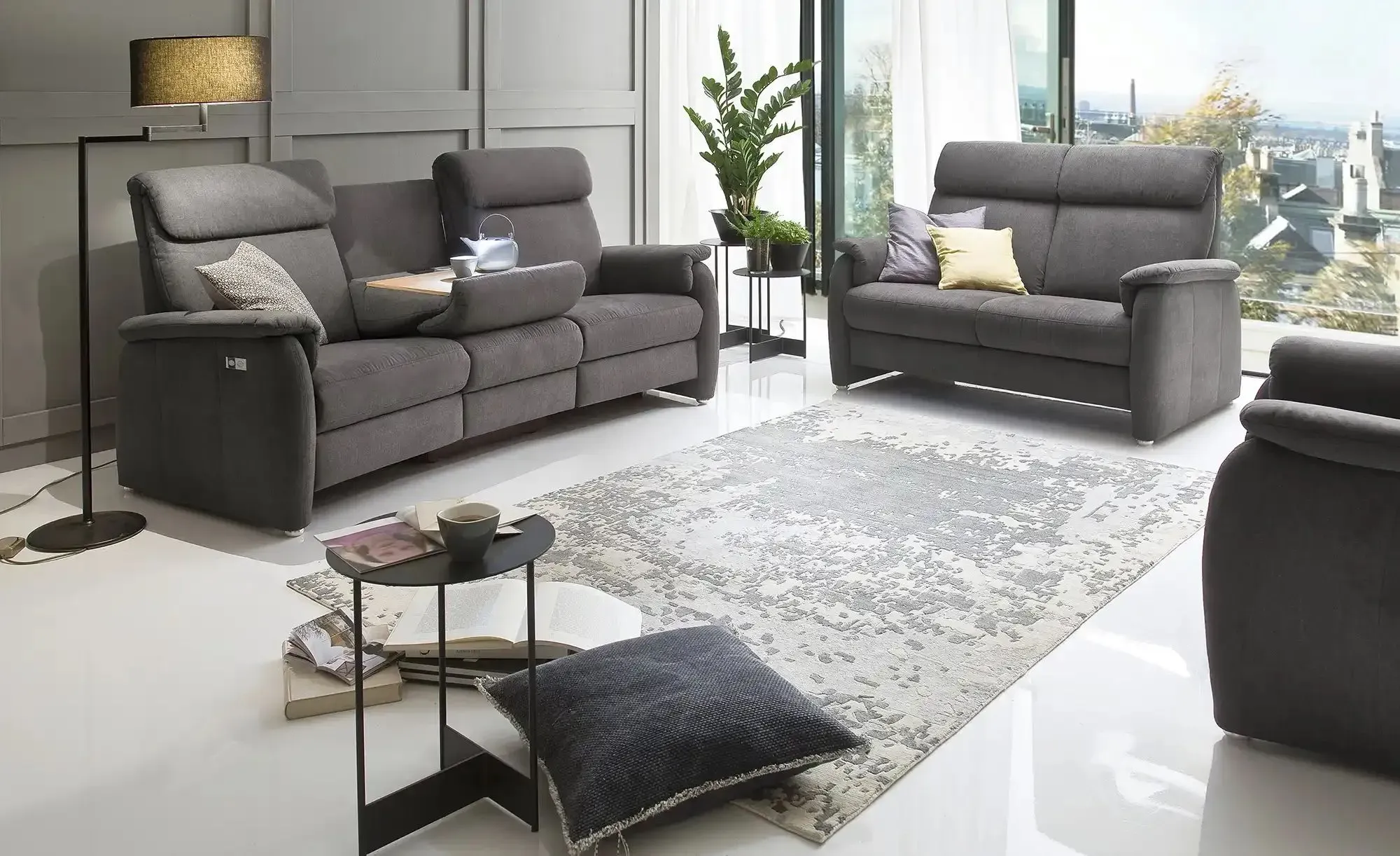 DeLuca Trapezsofa  Melly ¦ grau ¦ Maße (cm): B: 226 H: 107 T: 97.0