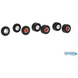Modellbau Schwarz Radsätze Scania Vabis Stahl Baustelle silber rot 1x Lenk-, 1x Antriebs, 1x Nachlau