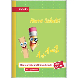 ROTH Hausaufgabenheft Hurra Schule Klipp & Klar liniert DIN A5 ohne Rand, 96 Blatt