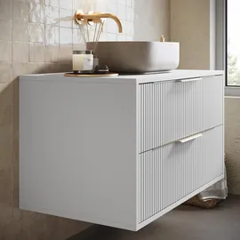 Badplaats Waschbeckenunterschrank Rimini 2 Schubladen Weiß Matt - 80 x 46 cm