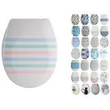 MSV Design WC Sitz, Absenkautomatik, Fast Fix/Schnellbefestigung, Befestigung mit Knopfdruck, Toilettensitz WC Deckel Klobrille "Deauville" Pastell rosa, blau, grün