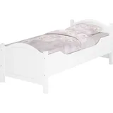 Seniorenbett extra hoch weiß 100x200 Holzbett Einzelbett Zubehör wählbar V-60.40-10WRollrost und Matratze inkl. - Weiß