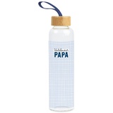 Grafik Werkstatt Trinklasche aus Glas mit lustigem Spruch | mit Griffschlaufe | 550 ml | Weltbester Papa, Blau