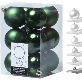 MARELIDA Weihnachtskugel bruchfest 6cm Christbaumkugeln glänzend matt grün 12St