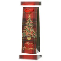 Kaemingk Geschenktüte Flasche Weihnachten 12x10x36cm mit Henkel 1 Stück