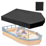 YSUEFIJO Sandkasten Schiff Abdeckung 160x113x22cm Abdeckung für Gartenmöbel Wasserdicht, Sandboxen Sandspielzeug Sandkastenabdeckung 210D Oxford Gewebe Wasserdicht Schwarz mit Aufbewahrungstasche