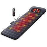 Comfier Massagematte mit Wärmefunktion, Ganzkörpermassagematte mit beweglichem Shiatsu-Massagekissen, 10 Vibrationsmotoren und 4 Heizkissen, Nacken und Schulter-Rückenmassagegerät zur Schmerzlinderung