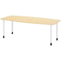 Bümö Konferenztisch, Ahorn, Weiß, Nachbildung,Ahorn, Oval, 220x74x103 cm, FSC