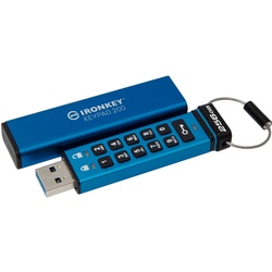 Kingston IronKey Keypad 200 (256 GB, USB A), USB Stick, Blau