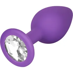 Silikon-Analdildo mit Kristall, S, 7 cm, lila | transparent