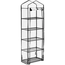 Relaxdays Gewächshaus Balkon, HBT: 193 x 58 x 36 cm, 5 Etagen, Eisen & PVC-Folie, Foliengewächshaus, transparent/schwarz