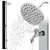 35L Solar Gartenduschen System Wassertemperatur bis 60°C Solarduschen mit 180° Drehbarer Regenduschkopf & Gartenschlauch-Anschluss Pooldusche, Silber