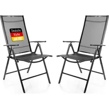 BigDean Gartenstuhl 2 St. 120 kg belastbar 7-fach verstellbar dunkelgrau 55 x 70 x 106 cm
