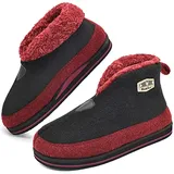 KuaiLu Hausschuhe Boots Herren Winter Filz Hausstiefel Warm Plüsch Flauschige Fell Hüttenschuhe Kuschel Geschlossen Slippers Männer Pantoffeln Stiefel Rutschfest Feste Sohle Winterhausschuhe