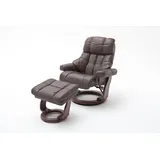 InnoSeat Relaxsessel Calgary XXL Echtleder 180 x 100 x 80 cm Braun mit Hocker