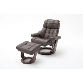 InnoSeat Relaxsessel Calgary XXL Echtleder 180 x 100 x 80 cm Braun mit Hocker