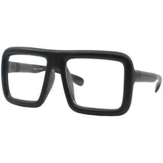 PASTL Dicke, quadratische Brille, klare Gläser, super übergroß, modisch, mattschwarz, Mattes Schwarz, Einheitsgröße - Einheitsgröße