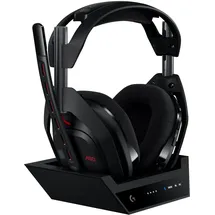 Logitech Astro A50 (Gen 5) LIGHTSPEED kompatibel mit Dolby Atmos inkl. Basisstation, kabellos, Over-ear Gaming Headset Bluetooth Schwarz