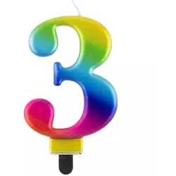 Geburtstagskerze in Regenbogenfarben, 8 cm - 3
