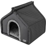 Hundehütte Katzenhütte Hundehöhle Katzenhöhle Hundehaus Katzenhaus Hütte Höhle Hundekissen Katzenkissen Haustierhütte Große R3-60 x 50 cm Graphit