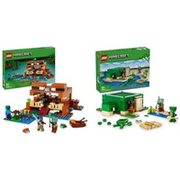 LEGO Minecraft Das Froschhaus, Spielzeug-Haus mit Figuren inkl. Zombie & Minecraft Das Schildkrötenstrandhaus, Spielzeug-Haus mit Zubehör