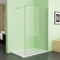 MEESALISA Duschwand für Dusche 100 x 200 cm, 10mm ESG NANO klares Glas Duschwand mit 75-120 cm Haltestange, Walk in Duschabtrennung Duschtrennwand für Bad, WC, Badezimmer