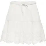 KIDS ONLY Volantrock KIDS ONLY "KOGBONDI LIFE EMB SKIRT WVN", Mädchen, Gr. 164, weiß (cloud dancer), Web, Obermaterial: 100% Baumwolle, unifarben, kniefrei, Röcke Volantrock, mit Spitzenkante