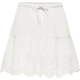 KIDS ONLY Volantrock KIDS ONLY "KOGBONDI LIFE EMB SKIRT WVN", Mädchen, Gr. 164, weiß (cloud dancer), Web, Obermaterial: 100% Baumwolle, unifarben, kniefrei, Röcke Volantrock, mit Spitzenkante