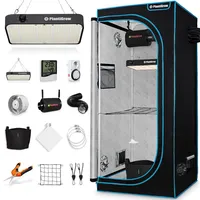 plantigrow Growbox Komplettset 150W LED Vollspektrum Dimmbar, Carbon-Filter, Ventilator, 100 x 100 x 200 cm Schwarz