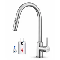 CECIPA Niederdruck Armatur Küche Ausziehbar, Höhe 404mm Wasserhahn Küche 3 Anschlüsse mit Hohem Bogen, 360°Schwenkbar küchenarmatur niederdruck,G3/8 Anschluss,Edelstahl