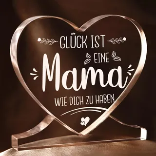 Juratar Muttertagsgeschenk Mama Geschenk – Herz Acryl – Persönliches Geschenk für Mama zum Muttertag, Weihnachten oder Geburtstag für Mutter, Stiefmutter & Bonusmama