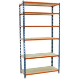 Simonrack Schwerlastregal, Lagerregal, 250x90x30 cm, Traglast pro Boden: 150 kg, 6 Stk., Stecken, Blau/Orange)