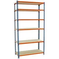 Simonrack Schwerlastregal, Lagerregal, 250x90x30 cm, Traglast pro Boden: 150 kg, 6 Stk., Stecken, Blau/Orange)